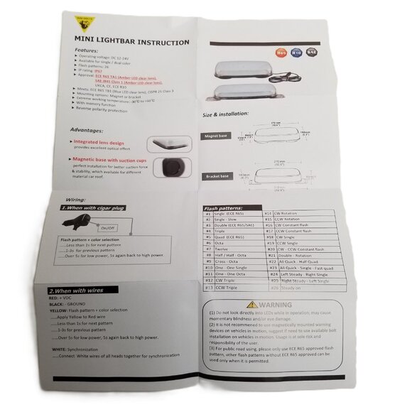 Way-Brite LED Mini Strobe Lightbar Amber White Magnetic Emergency Warning Light - Picture 7 of 13
